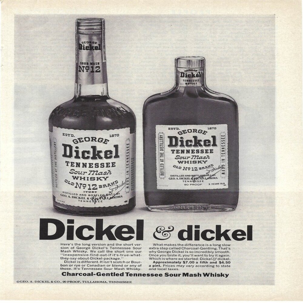 1967 George Dickel & Dickel Tennessee Whiskey Vintage Magazine Print Ad/Poster